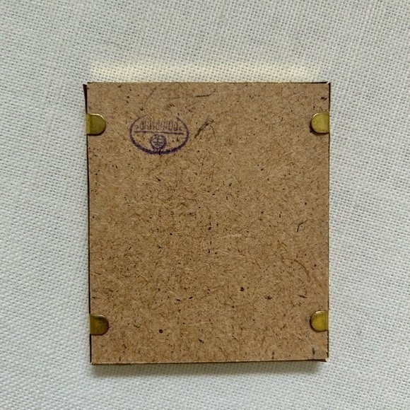 Authentic Russian icon miniature of Madonna and child w/gold tone metal framing - Picture 2 of 5